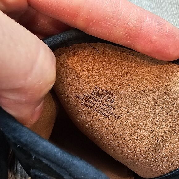 LUCKY BRAND Stacked Heel Sandal Black Leather Block High Heel Open Toe Boho 8M - Picture 4 of 10